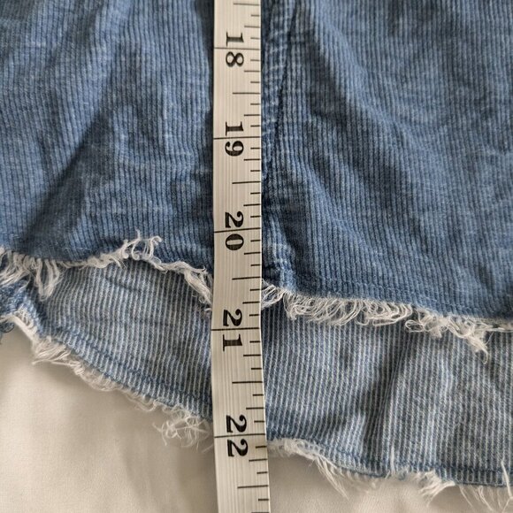 Cloth & Stone Top Women's Small Ombre Blue Corduroy Button-up Raw Hem Roll Tabs - Picture 16 of 16